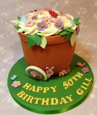 Flower pot gardening cake Flower pot gardening cake