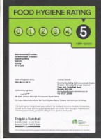 Hygiene rating 5 Hygiene rating 5